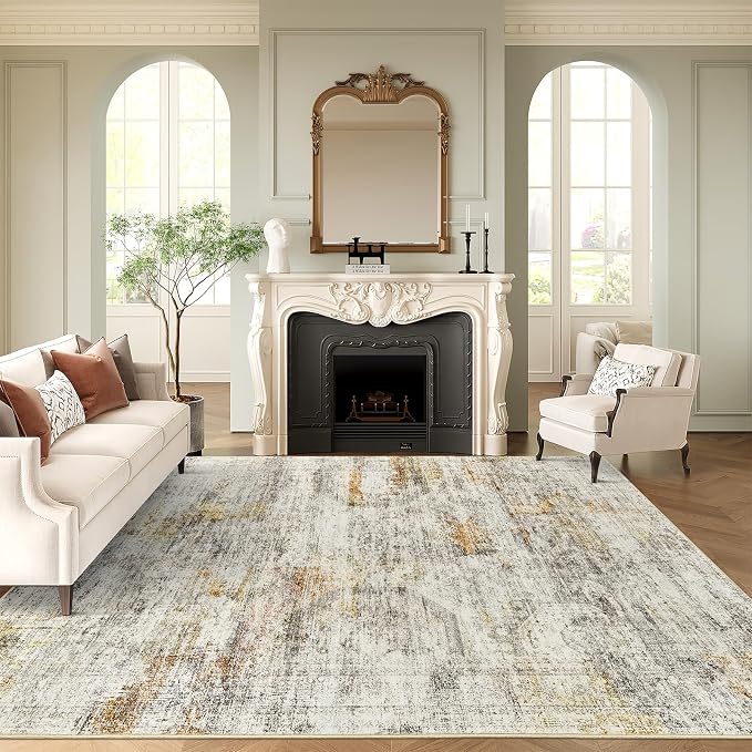 Soalmost 10x14 Area Rugs for Living Room, Non Slip Machine Washable Vintage Rugs