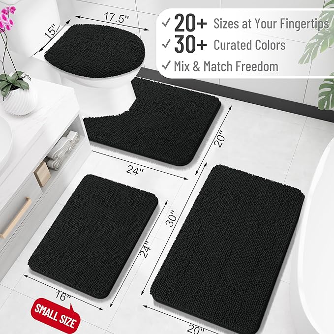 OLANLY Toilet Rugs U-Shaped 24x24, Extra Soft Absorbent Chenille Contour