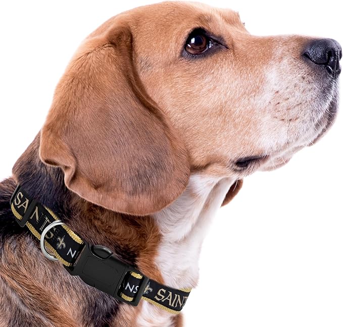 Pets First NFL New Orleans Saints Licensed PET COLLAR, Medium - Heavy-Duty, Strong, and Durable Dog Collar. Available in 31 Football Teams and 4 Sizes