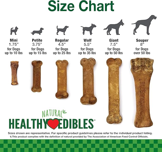 Nylabone Healthy Edibles Natural Dog Chews Long Lasting Bacon Flavor Treats for Dogs, Small/Regular (12 Count)
