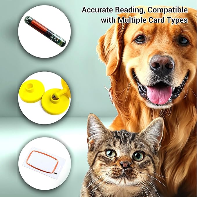 HEEPDD Pet Microchip Scanner, Trackers Reader for Dogs and Cats with OLED Display and Connectivity for Vet Professionals Pet Microchip Scanner, Rechargeable Nan Gardening (White)