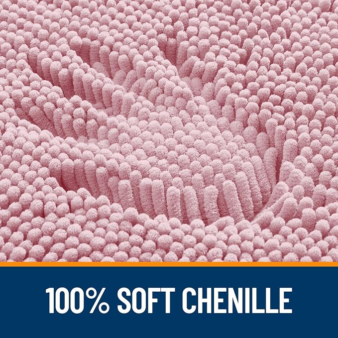 OLANLY Bathroom Rugs 35x24, Extra Soft Absorbent Chenille Bath Rugs, Rubber