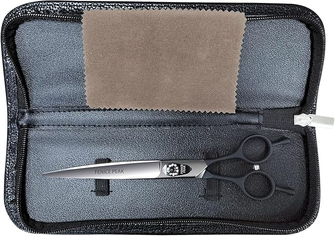 FENICE PEAK Dog Grooming Curved Scissors for Pets, Japan 440C Stainless Steel, Sharp Blade, Suitable for Beauticians (7.0 Inch)
