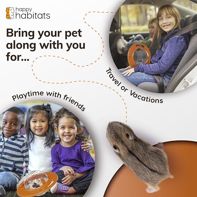 The Halo Small Pet Carrier and Hamster Exercise Ball – Safe, Portable & Breathable Design with Kick-Out Stands – Hamster Carrier & Accessories for Dwarf Hamsters, Mice & Gerbils