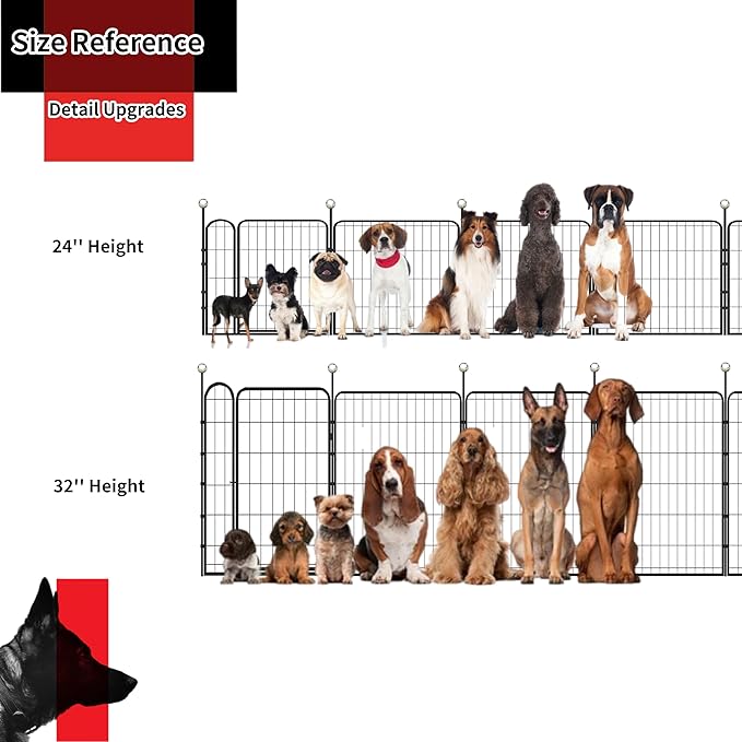 Puppy Playpen Indoor/Outdoor,24'' Portable Dog Playpen with Easy-Carry Straps,6 Panels Dog Pen Play Pen for Small Dogs,Rustproof Pet Playpen for Camping RV Yard(with One Door)