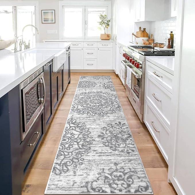 HEBE Hallway Runner Rug 2'x8' Washable Vintage Distressed Area Rugs Non Slip