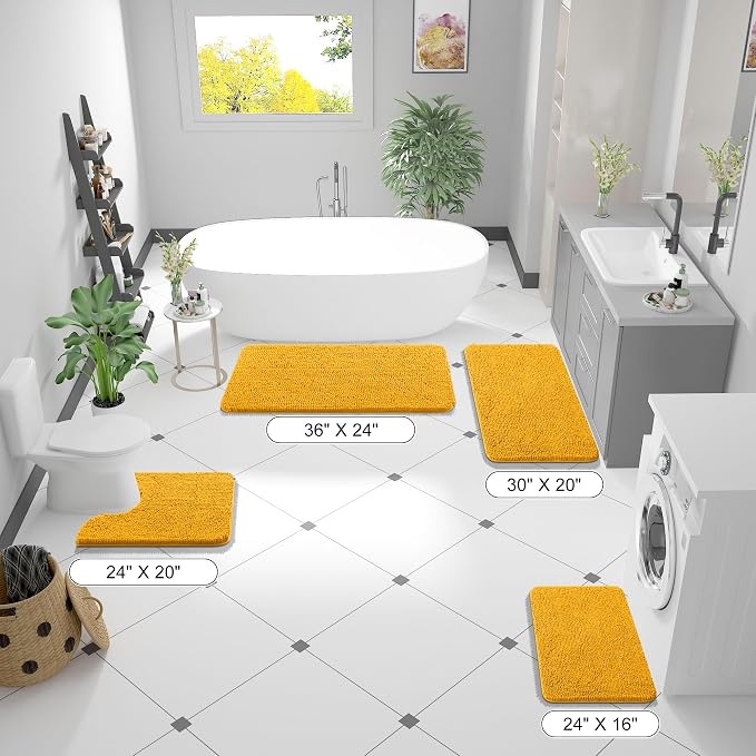 OLANLY Bathroom Rugs 36x24, Extra Soft Absorbent Chenille Bath Rugs, Rubber