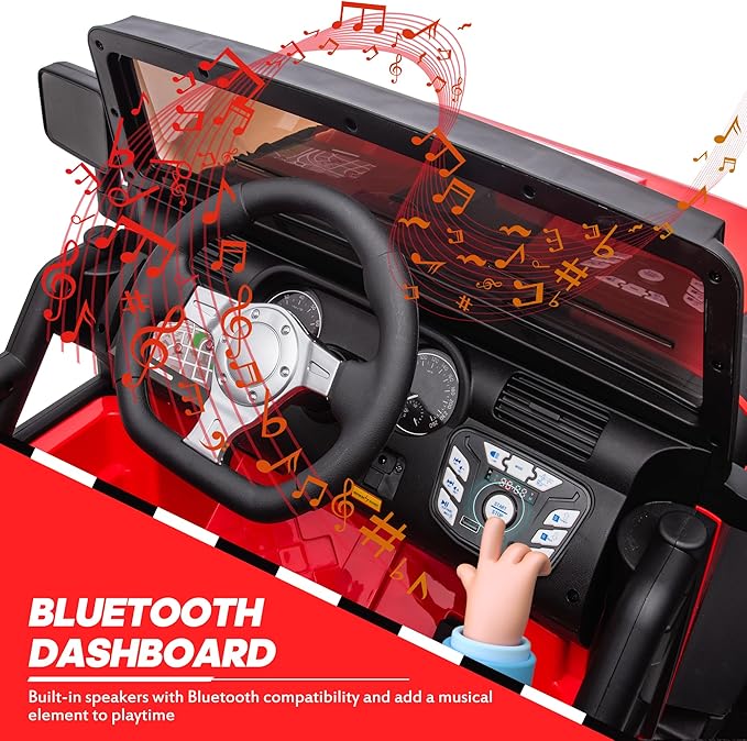 24V 9Ah Ride on Toy for Big Kids, 4x4 2 Seater Ride on Car Truck w/Remote Control, 4x200W Motors - Bright Red