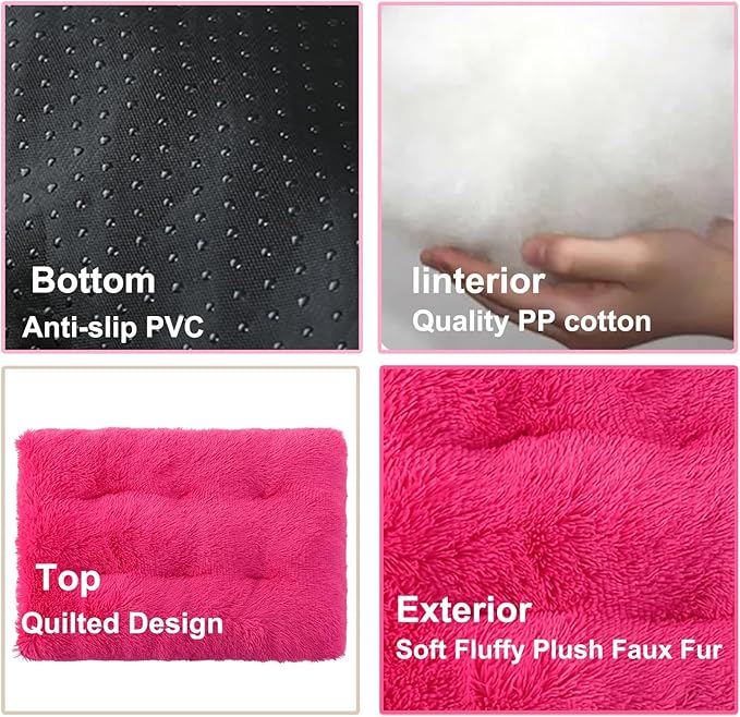 Dog Crate Mat, Dog Bed for Large Dogs, Comfy Fluffy Kennel Pad Anti-Slip for Dog beds & Furniture, Quilted Dog Bed for Pets for Medium/Small Dogs Cats (Color : Rose, Size : 36x25)
