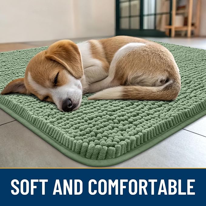 Smiry Dog Door Mat for Muddy Paws 48x30, Absorbent Dirt Trapper, Non-Slip