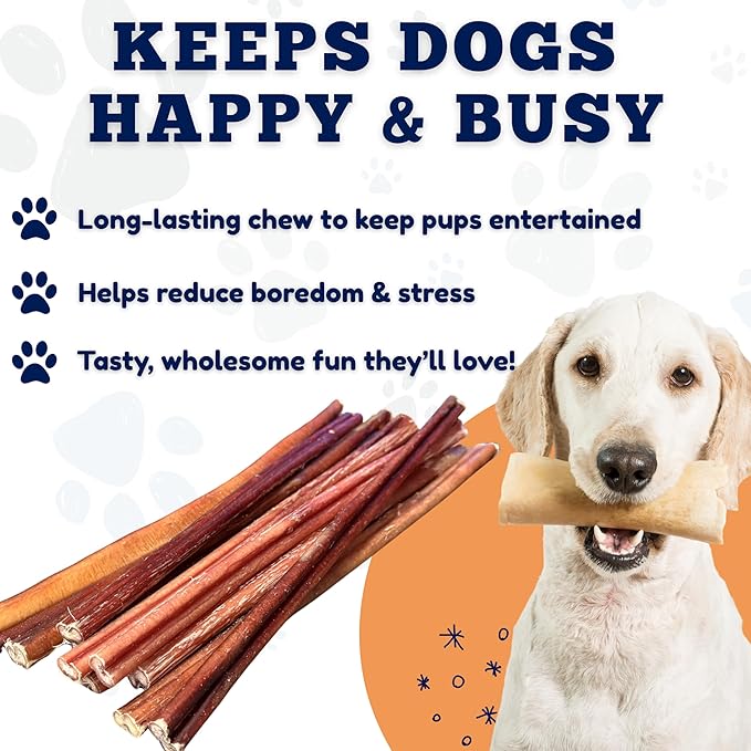 Amazing Dog Treats - Bully Sticks for Small Dogs (12 Inch Small- 100 Count) - Premium Thin Junior Bully Sticks for Dogs