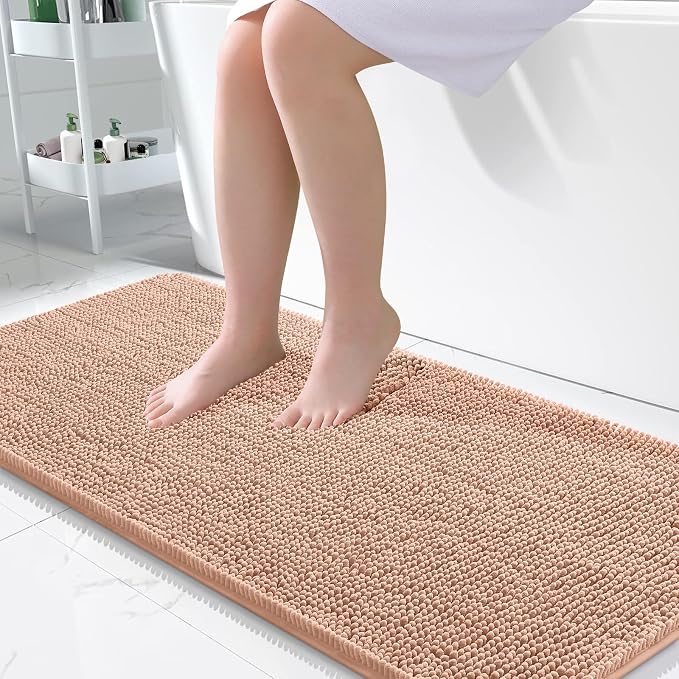 OLANLY Bathroom Runner Rugs 47x24, Extra Soft Absorbent Chenille Bath Rugs