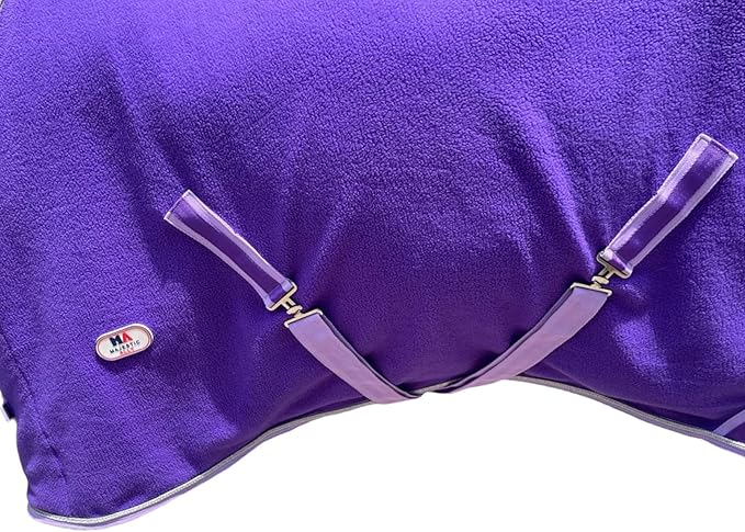 Majestic Ally Anti Pill Fleece Horse Blanket/Sheet with Silver Braided Rope (Purple, 76)