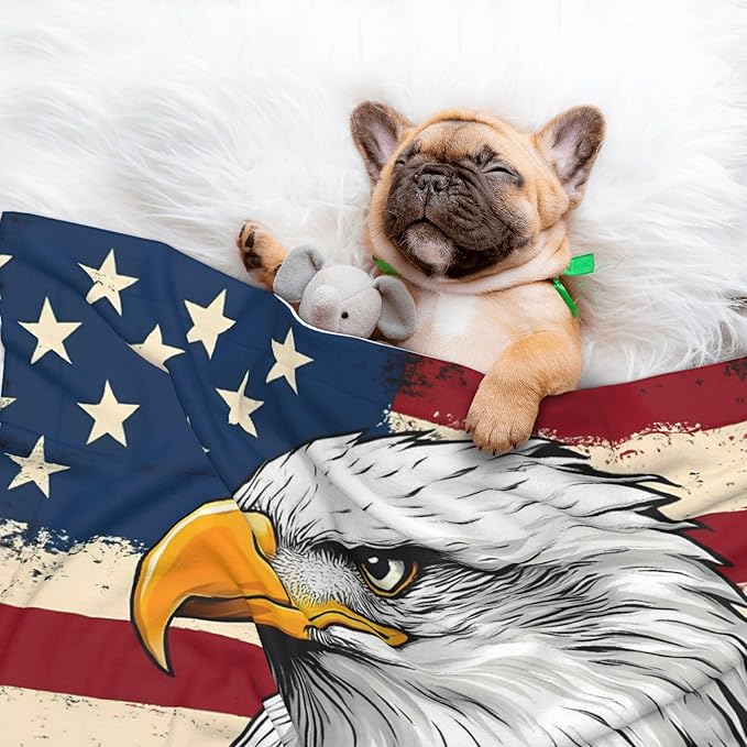 Waterproof Dog Blanket Soft Pet Blanket for Puppy Cat, Fleece Cat Throw Blankets for Furniture Bed Couch Sofa Reversible - American Bald Eagle