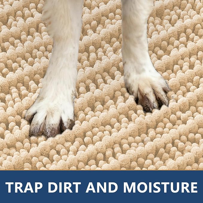 Smiry Dog Door Mat for Muddy Paws 47x24, Absorbent Dirt Trapper, Non-Slip