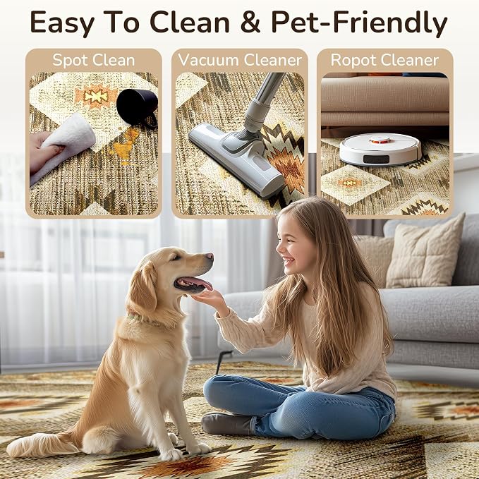 BESTSWEETIE Area Rug 4x6 Rug Machine Washable Non-Slip Low Pile Print Pattern