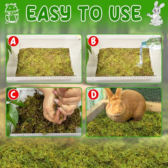 Halatool 25QT Hamster Moss for Bedding Nesting Hideout, 100% Natural Moss for Rabbits Squirrels Hamsters Guinea Pigs, Small Animals Cage Accessories Terrariums Reptiles Plants