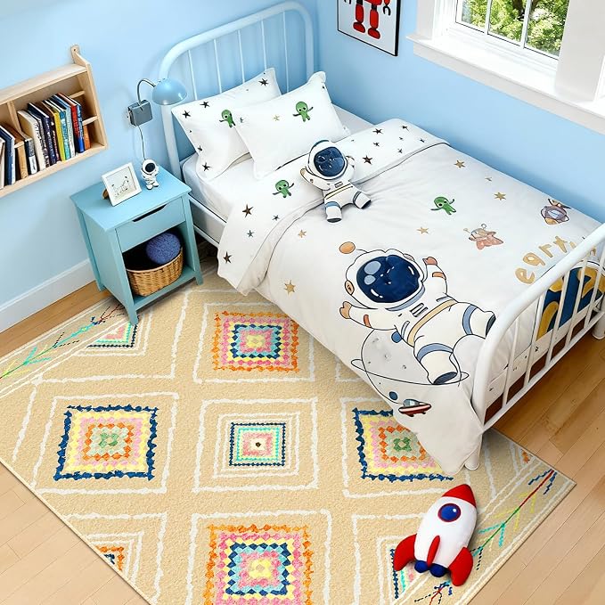 BESTSWEETIE Area Rug 6x9 Rug Machine Washable Non-Slip Low Pile Print Pattern
