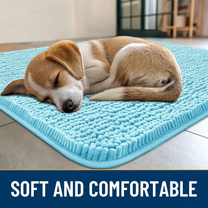 Smiry Dog Door Mat for Muddy Paws 36x24, Absorbent Dirt Trapper, Non-Slip