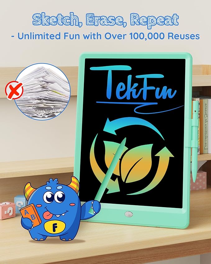 TEKFUN Kids Toys 10Inch LCD Writing Tablet, Mess Free Coloring Doodle Board, Drawing Pad for Kids Games Educational Toys for Ages 3-10 Girls Boys (Green)