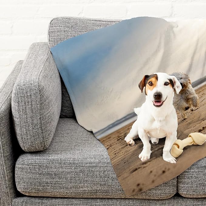 Prints Next Day – Custom 50" x 60" Fleece Pet Lightweight Blanket with Photo Upload - Gift for Dog or Cat Owners - Personalized Couch Throw - Printed in America