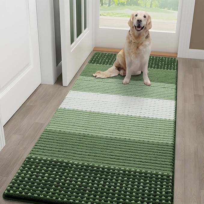 Kitinjoy Indoor Outdoor Door Mat, 59x24 Non-Slip Absorbent Dirt Trapper