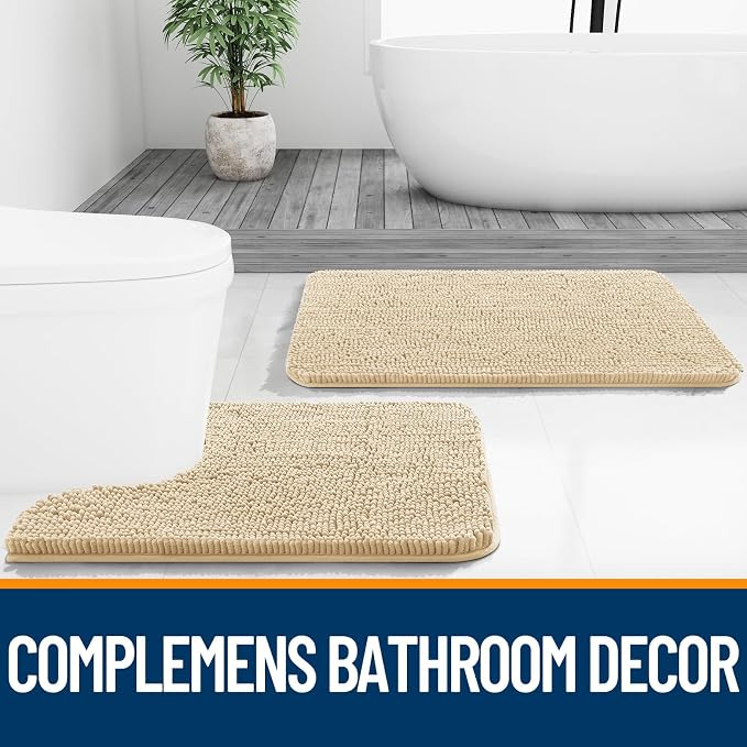 OLANLY Toilet Rugs U-Shaped 20x20, Extra Soft Absorbent Chenille Contour