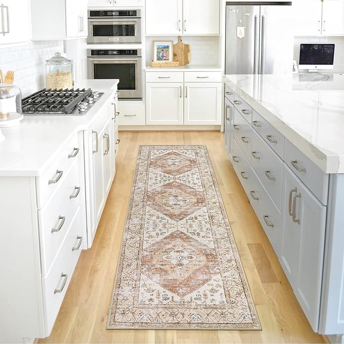 Lahome Boho Washable Runner - 2x5 Rug Runner Non-Slip Lightweight Laundry Room Rug Throw Non-Shedding Long Bathroom Carpet, Oriental Accent Print Indoor Carpet for Kitchen Hallway Bedroom