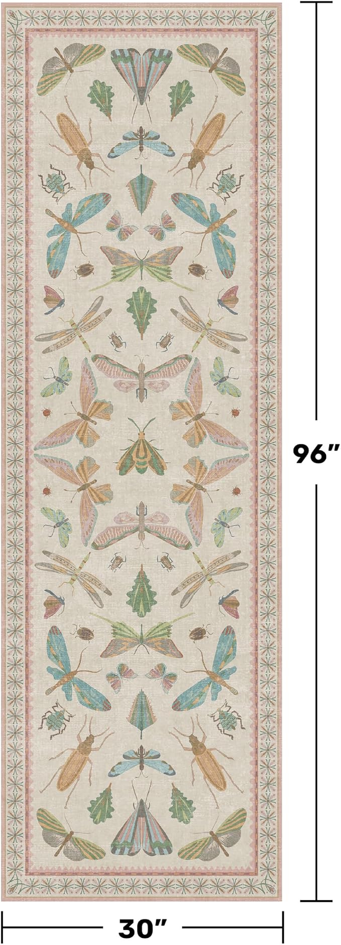 Insect Print 8ft Long Hallway Runner Rug