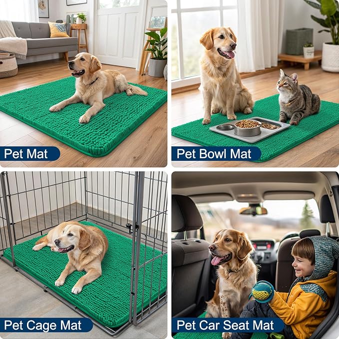 Smiry Dog Door Mat for Muddy Paws 36x24, Absorbent Dirt Trapper, Non-Slip