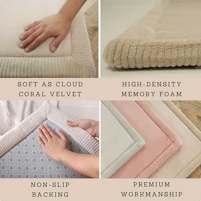 Premium Baby Playmat for Floor 80" x 110" Beige – Cloudsoft Coral Velvet Memory Foam Rug for Crawling – Non-Slip, Water-Resistant, Non-Toxic, Easy-Care Muscle Mat – Thick Play Mat for Baby