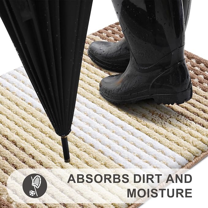 Kitinjoy Indoor Outdoor Door Mat, 47x20 Non-Slip Absorbent Dirt Trapper