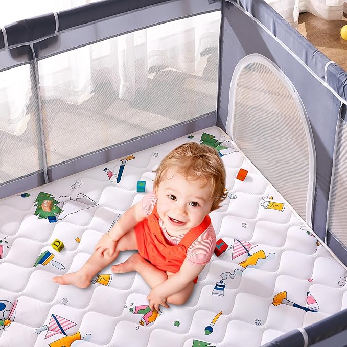 Baby Play Mat - 71" X 59",Premium Thicker Foam One-Piece Crawling Mat, Machine Washable, Extra Large Anti-Slip Activity Playmat for Babies, Toddlers & Infants