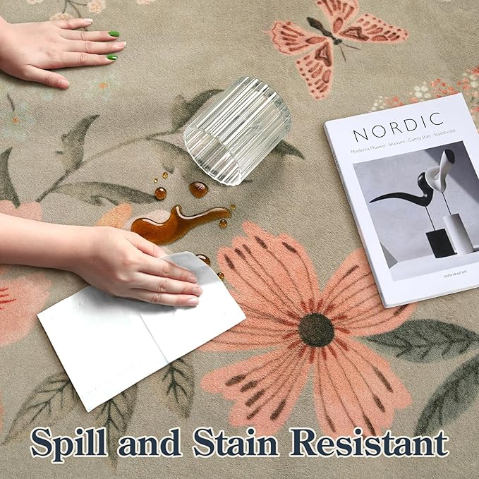 Lahome Floral Kitchen Runner, 2x5 Soft Washable Runner Rug Non Slip, Ultra-Thin