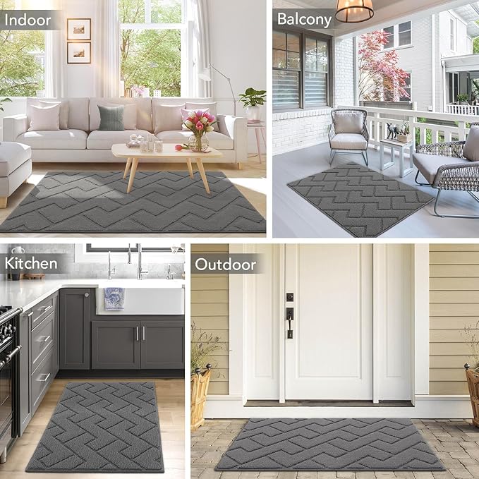 hicorfe Dirt Trapper Indoor Doormat, Non Slip Backing Washable Door Mats