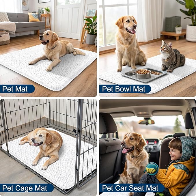 Smiry Dog Door Mat for Muddy Paws 36x24, Absorbent Dirt Trapper, Non-Slip