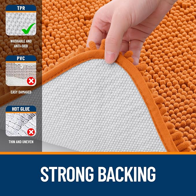 OLANLY Toilet Rugs U-Shaped 24x20, Extra Soft Absorbent Chenille Contour