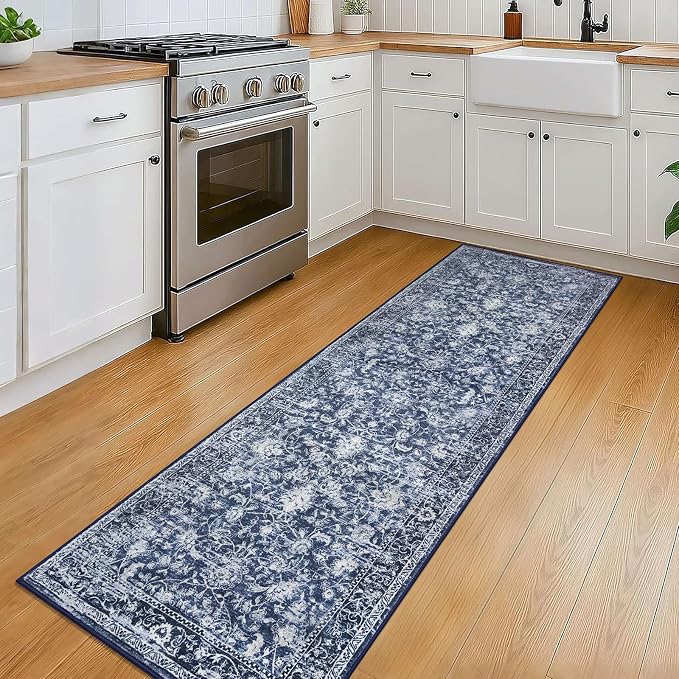 KILOCOCO Hallway Runner 2x6 Rug Runner Printed Vintage Floral Washable Kitchen