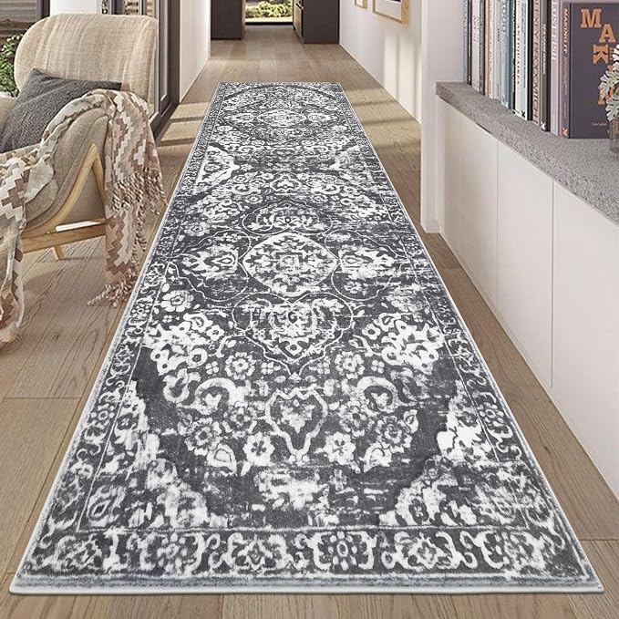 HEBE Hallway Runner Rug 2'8''x8' Washable Vintage Distressed Area Rugs Non Slip