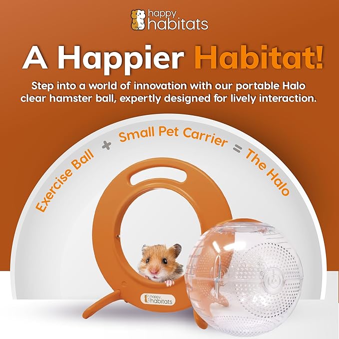 The Halo Small Pet Carrier and Hamster Exercise Ball – Safe, Portable & Breathable Design with Kick-Out Stands – Hamster Carrier & Accessories for Dwarf Hamsters, Mice & Gerbils