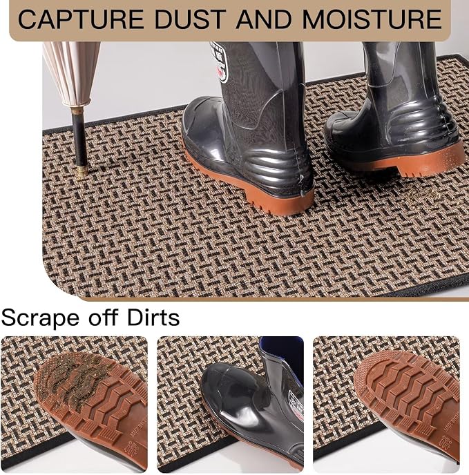 YDKGL Door Mat 17"x30", Dirt Resistant and Absorbent, Non-Slip Rubber Backing