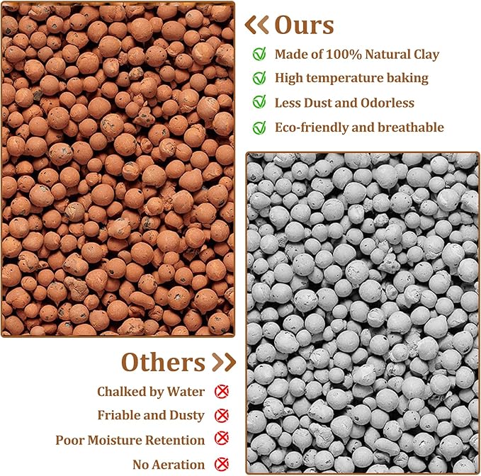 Riare 4LBS Expanded Clay Balls Terrarium Substrate for Reptiles - 100% Organic Lightweight Clay Pebbles Substrate Frogs False Bottom Substrate, Bioactive Terrarium Substrate for Drainage and Moisture