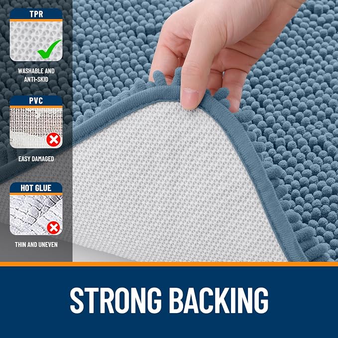 OLANLY Bathroom Rugs 30x20, Extra Soft Absorbent Chenille Bath Rugs, Rubber