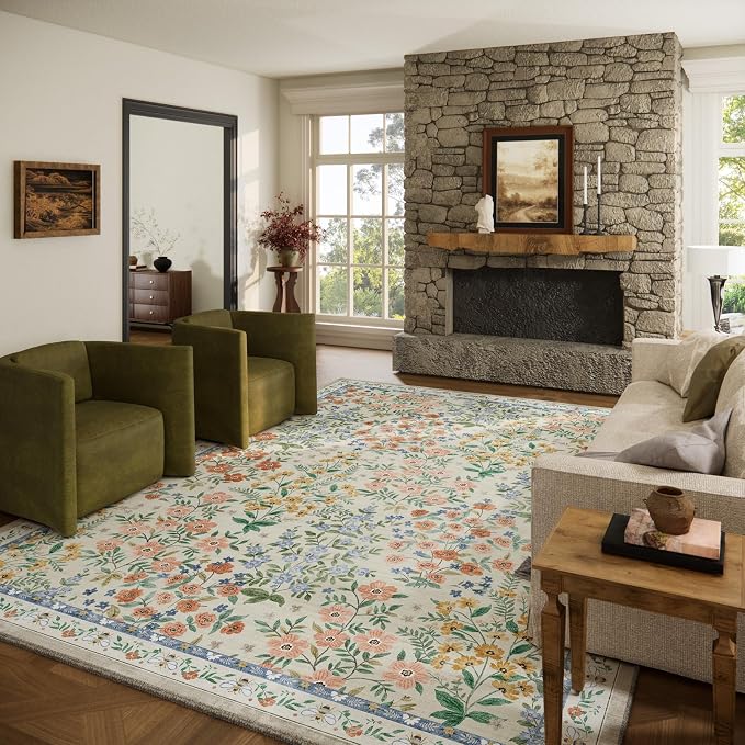 Machine Washable Rugs for Living Room: 8x10 Area Rugs for Bedroom Vintage Stain