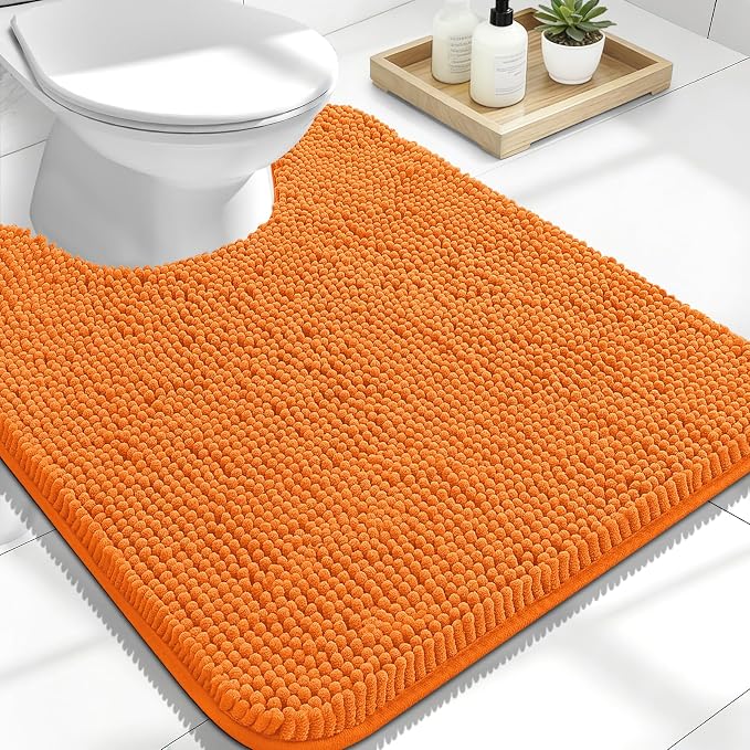 OLANLY Toilet Rugs U-Shaped 24x20, Extra Soft Absorbent Chenille Contour