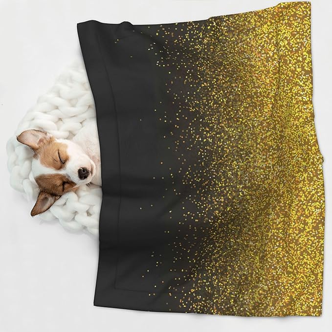 Waterproof Dog Blanket Soft Pet Blanket for Puppy Cat, Fleece Cat Throw Blankets for Furniture Bed Couch Sofa Reversible - Gold Glitter Gradient