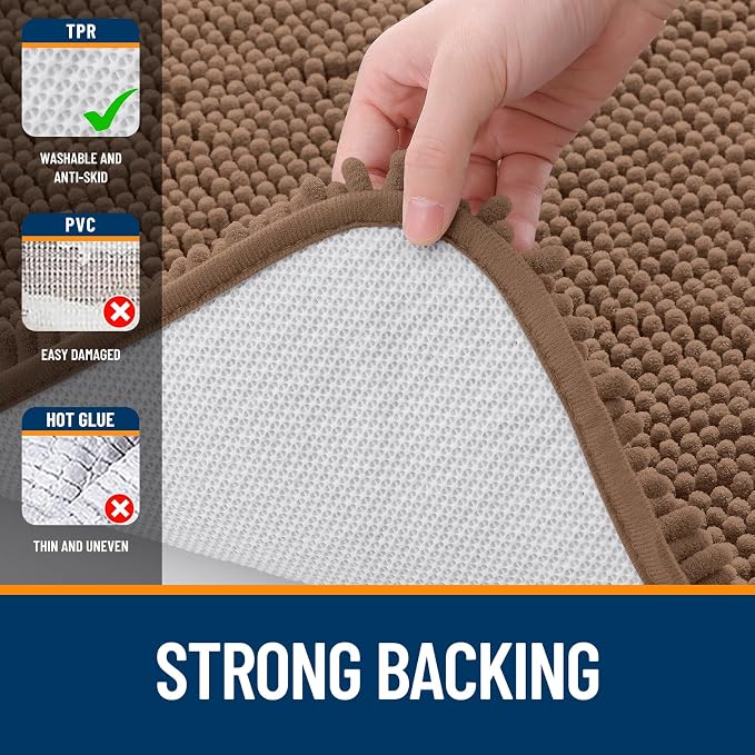 OLANLY Bathroom Rugs 35x24, Extra Soft Absorbent Chenille Bath Rugs, Rubber