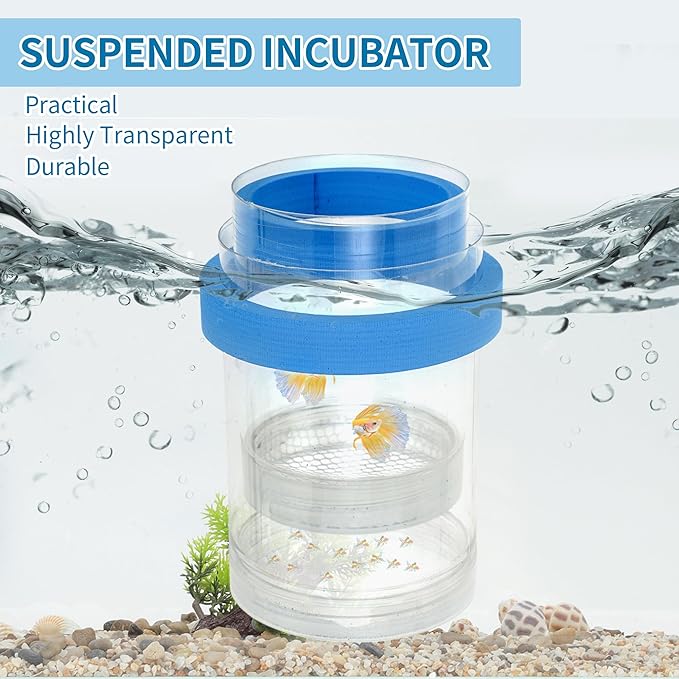 Suspensions Breeder Box, Floating Mesh Isolation Fish Tank Separator Set, Ideal for Aquatic Pets, Large, Blue, 1 Set