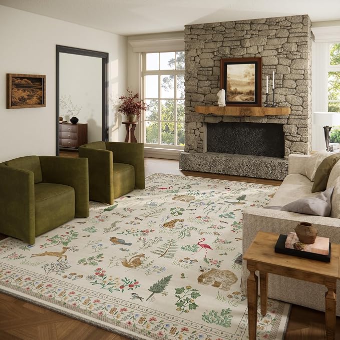 8x10 Area Rugs for Living Room: Washable Bedroom Rug Boho Stain Resistant Non