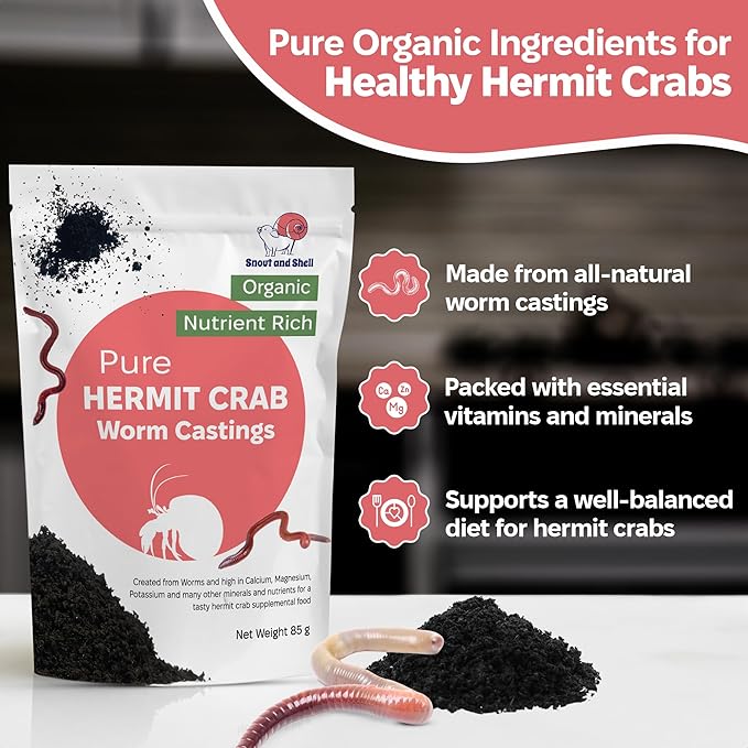 Snout and Shell Hermit Crab Food Variety Pack – Fruity Breakfast, Bugs & Blooms, and Organic Worm Castings – High-Protein, Nutrient-Rich Diet with Fruits, Seeds, Bugs & Minerals – All-Natural, Non-GMO